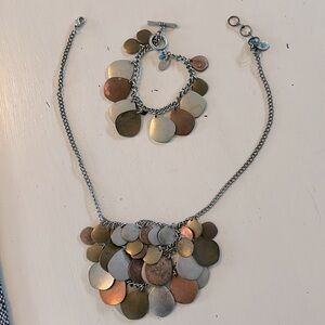 Vintage Nine West Vintage America bracelet and necklace, multi toned metal